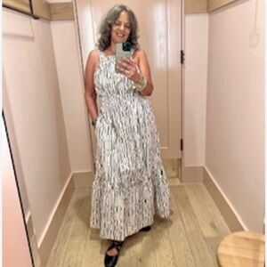 Anthropologie The Somerset Maxi Dress Poplin Halter Edition Neutral Black Sz 1X